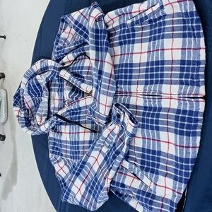 LL Bean Women's Scotch Plaid Flannel Shirt, Relaxed Zip Hoodie – Size - M